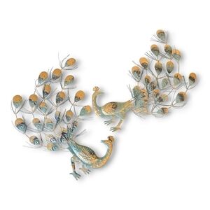 Vintage MCM Wall Decor Tin Peacock PAIR (Made in Hong Kong) Circa 1950-1960s